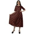 thumbnail image 1 of Moomaya Robe Midi à Encolure Dégagée, Robe Plissée pour Femmes, Robes Évasées Évasées Ligne A, 1 of 4