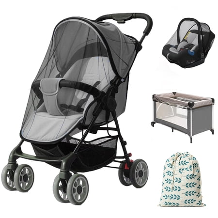 SUSWIM 2 Pack Baby Stroller Mosquito Net with Storage Bag- Durable Mesh Protection for Bassinets, Cradles, Playards, Pack N Plays & Portable Mini Cribs | Breathable Universal Fit Insect Barrier