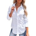 thumbnail image 1 of Camisa blanca de manga larga sin arrugas para mujer Siliteelon, 1 of 5
