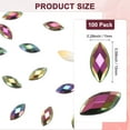 thumbnail image 3 of Paquete de 100 Rhinestones en forma de ojo de caballo, pegatinas de rhinestones acrílicos de respaldo plano de 15x7mm para bricolaje/joyería [Negro AB], 3 of 6