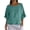 Green, variant on Women's Cotton Linen Shirts Round Neck 3/4 Sleeve Solid Ruffle Pleated Loose Casual Plus Size Blouses for Daily Spring Summer