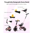 thumbnail image 4 of Triciclo para niños de 18 meses a 5 años con asa de empuje extraíble, triciclos para niños de 3 a 5 años, ideal para familias en movimiento, triciclo para niños pequeños con asiento ajustable fácil de, 4 of 5