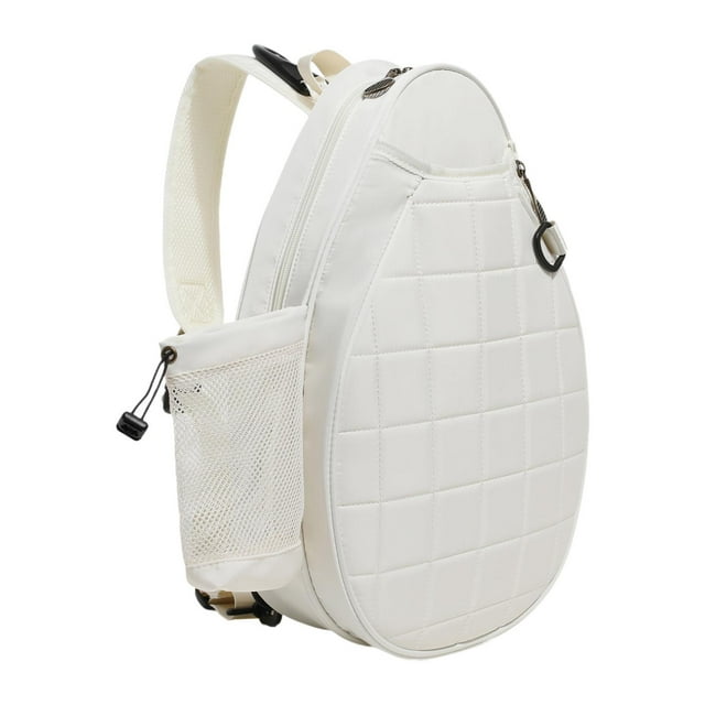 pitrice Tennis Racket Shoulder Bag Water Resistant Tennis Racket Adults Black Storage Tote White 30x10x46cm