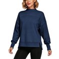 thumbnail image 5 of VBVC Women's Mock Neck Cropped Sweatshirt , Ladies' Side Slit Long Sleeve Pullover , Casual Fall Winter Tops For Women, S-3XL, 5 of 8