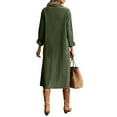 thumbnail image 5 of Fgvctg Corduroy Dress Womens Button Down Long Sleeve Shirt Dresses a Line Vintage Tunic Work Dress Winter Lightweight Lapel Midi Dress with Pockets Army Green M, 5 of 7