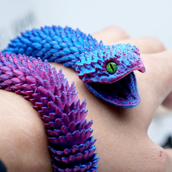 23.6inch 3D Printed Snake Models,Movable Teeth,Flexible Joint Animal Lacertid Figurines, Stress Relief,Fidget Restlessness,Surprise Fantasy Gifts
