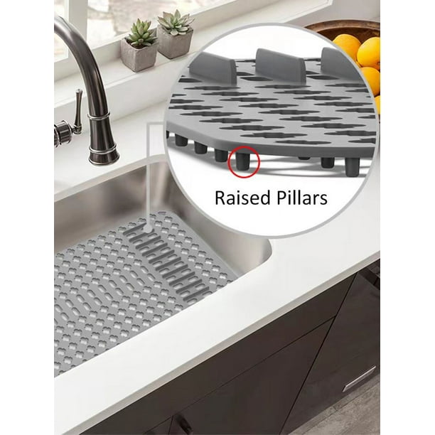 Silicone Sink Protector Heat Resistant Sink Liner Mat Anti Slip Kitchen Sink Mats Large Sink Drainer Mat Reusable Sink Protector Mat Portable Sink Mat