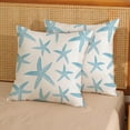 thumbnail image 3 of Coastal Pillow Covers 18x18 Pack of 2 Ocean Themed Blue Starfish Throw Pillow Covers Outdoor Decoration,Summer Beachy Nautical Decor Pillowcase Linen Decorative Cushion Case for Sofa Couch, 3 of 6