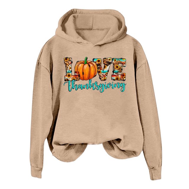 WEAIXIMIUNG Sweat à Capuche pour Femmes Robe de l'Action de Grâce Graphique Décontractée Pull Confortable pour Célébrations de Vacances