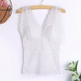 thumbnail image 2 of SMihono Stylish Built In Bra Padded Tank Tops for Women Sexy Lace Flower Top with Chest Pad Long V-Neck Sleeveless Camisole White Free Size, 2 of 3