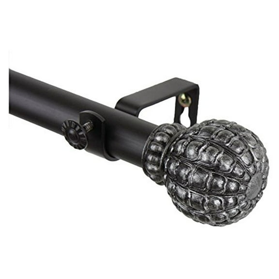 Decorative Window Curtain Rod - Tension Rod, Adjustable, Home Decor, Black Finish, 48 Inch Length