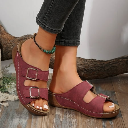 

Cloud Slides Support Sandalias Women s fashion summer beach open-toe thick bottom a word Shoes Sandles Arch Sandals Slippers Chanclas Womens 2024 Womens Sandals Red 40