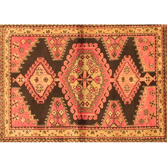 Ahgly Company Indoor Rectangle Persian Orange Traditional Area Rugs, 2' x 5'