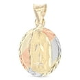 thumbnail image 3 of 14K Tri Color Gold Diamond Cut Our Lady of Guadalupe Stamp Charm Pendant with 1.2mm Figaro 3+1 Chain Necklace - 14", 3 of 6