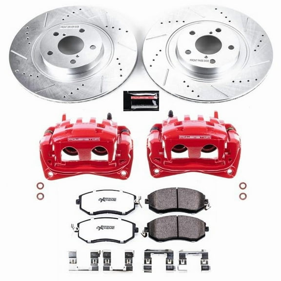 PowerStop Front Z26 Street Warrior Brake Pad and Rotor Kit with Red Powder Coated Calipers Fits: SCION SUBARU TOYOTA Select Models KC6082A-26