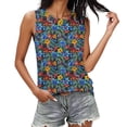 thumbnail image 2 of Pounoo Débardeurs pour Femmes Imprimé Tropical Sans Manches Col Rond Coupe Ample Respirant Extensible Pulls Décontractés Blouses Quotidiennes Style Vacances Cadeau, 2 of 6