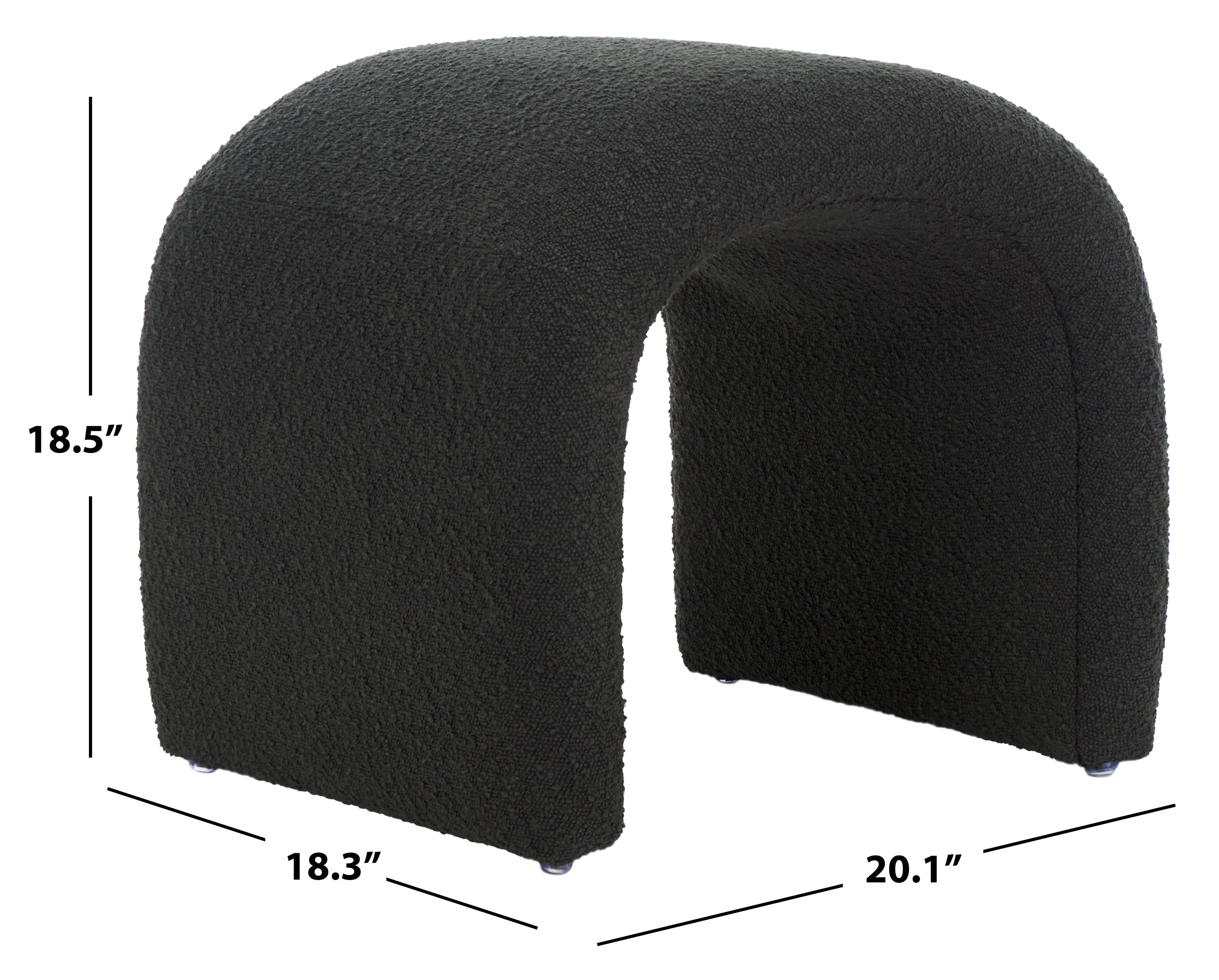 SAFAVIEH Kibo Modern Boucle Ottoman, Black