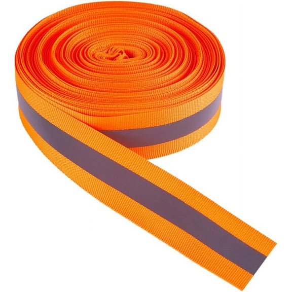 20M Polyester Striped Ribbon Reflective Band for Safety Caution Clothes Making Dark Orange 1 inch(25mm) about 21.87 Yards(20m)/Bag