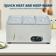thumbnail image 5 of Roromall 24QT Commercial Food Warmer Stainless Steel 1500W Electric Buffet Server Bain Marie, 3-Pan Catering Hot Food Station for Restaurants, Hotels, Banquets, 5 of 9