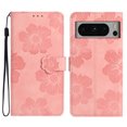 thumbnail image 1 of SaniMore Case for Google Pixel 8 Pro 6.7" 2023, [Card Slots + Cash Pocket + Removeable Wrist Strap] PU Leather Embossed Flower Flip Kickstand 360° All-around Protective Wallet Shell, Pink, 1 of 9
