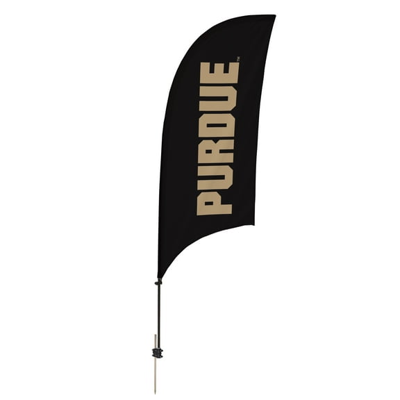 Purdue Boilermakers 7.5' College Sports Printed Feather Flag with Spike Base - NCAA Licensed - Super Polyester - School Banner (Black, Gold)