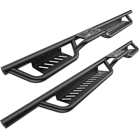 Running Boards w/Two Stairs Design All-Steel Build, Bolt-on Side Steps Compatible with 2018-2025 Jeep Wrangler JL 4 Door, Black Powder Coated Nerf Bar