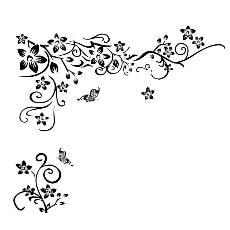 Black And White Flower Vine Drawing | Best Flower Site