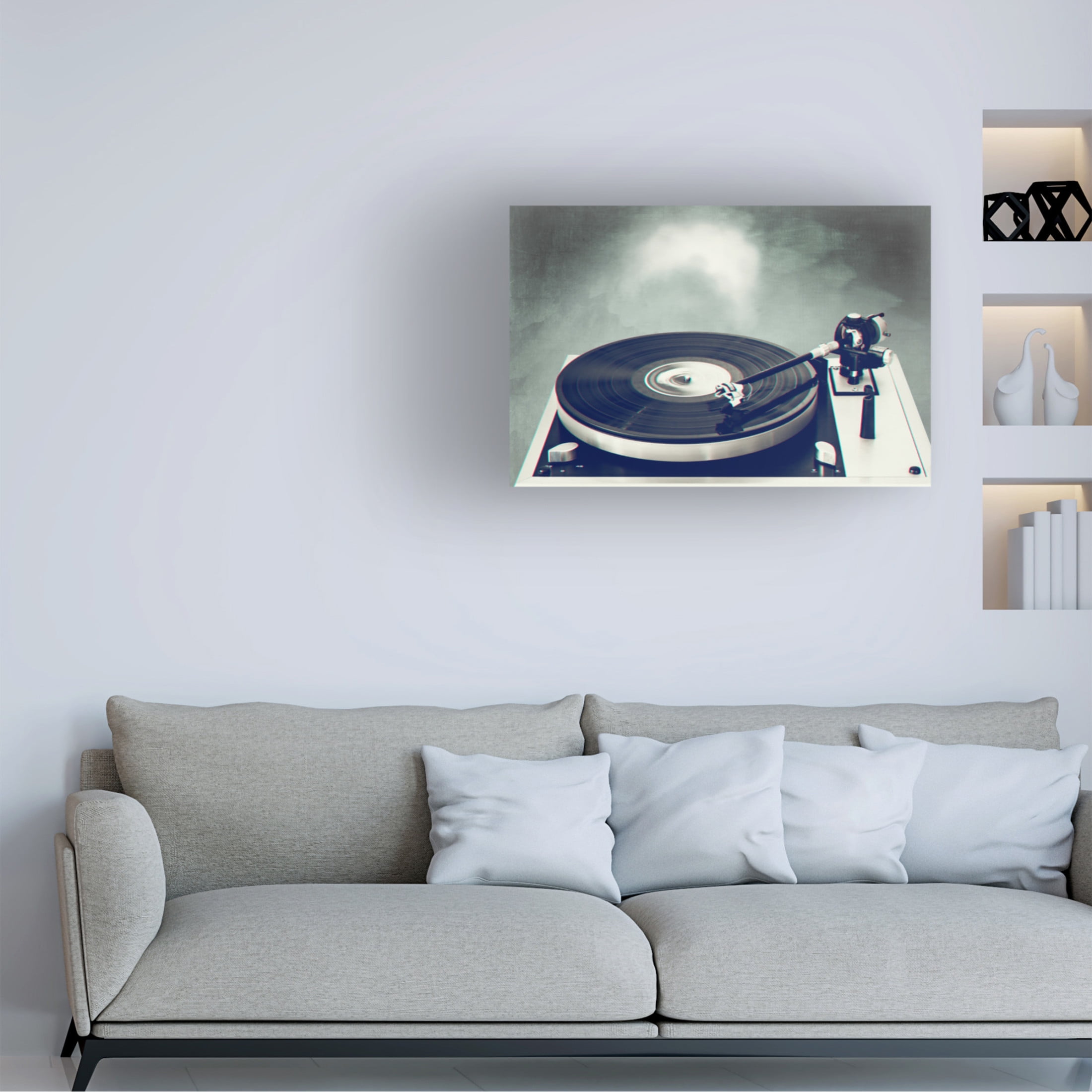 Canvas Wall Art - Dirk Wüstenhagen 'Retro Record Player' Wall Art for Living Room, Bedroom, or Office Décor by Trademark Fine Art - 47 x 30 Inches