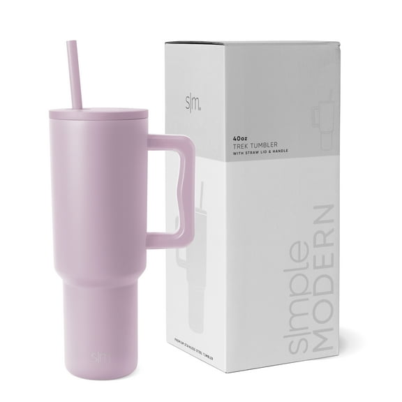 Simple Modern 40 fl oz Insulated Stainless Steel Trek Tumbler with Straw Lid | Lavender Mist