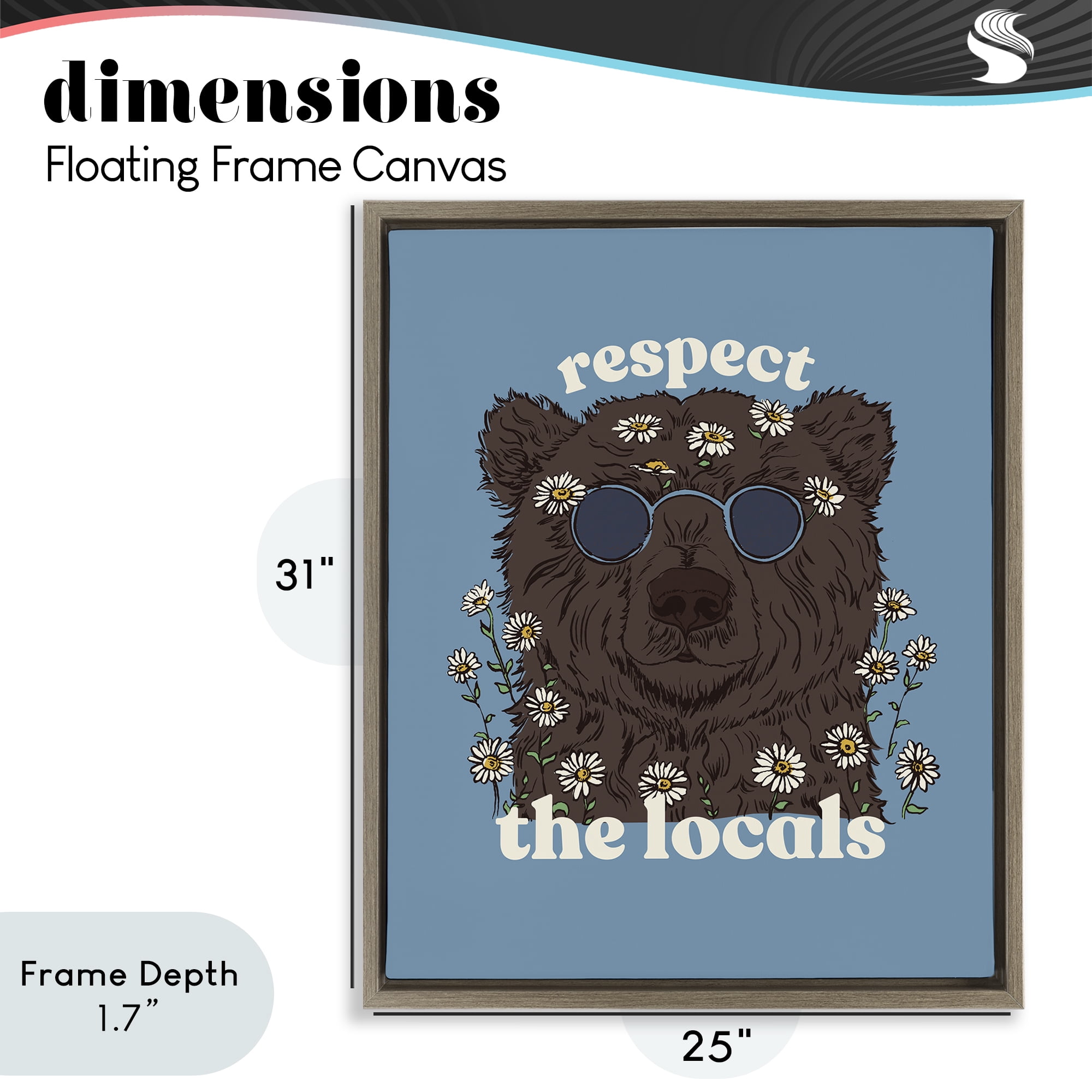 Stupell Industries Respect The Locals Bear Brown Framed Floater Canvas Wall Art, design by Two If By Sea Studios