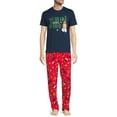 thumbnail image 3 of Buddy the Elf Men's Santa Print T-Shirt & Pants Polyester Pajama Set, (2-Pack), 3 of 6