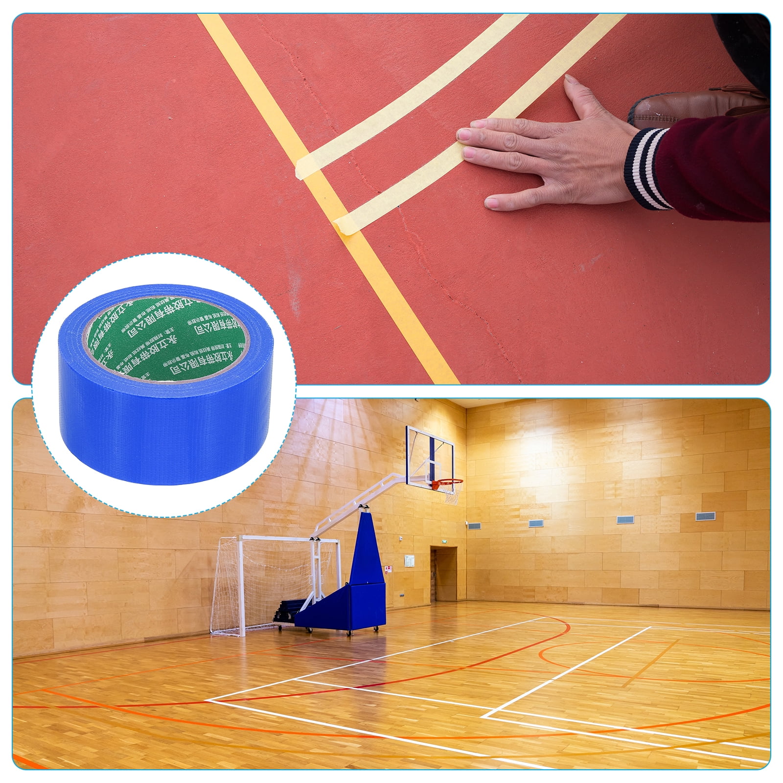 Uxcell Pickleball Ball Court Marking Tape 66ft, Marking Edge Guard Ultra-Adhesive Tape, Blue 4 Pcs