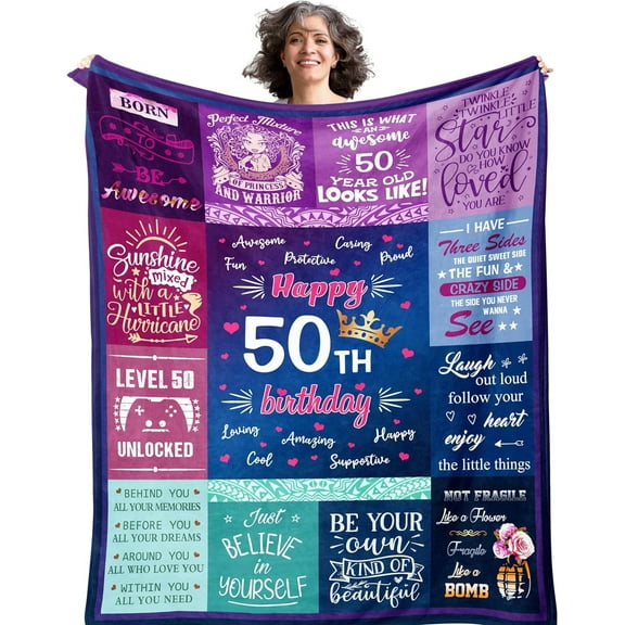 LHSHID 50th Birthday Gifts For Women Blanket 50th Birthday Gift Ideas 50 Year Old Gifts For Women 50th Birthday Decorations Women 50th Bday Gifts Women Throw Blankets 30x40in
