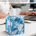 thumbnail image 4 of FKELYI Tissue Box Cover PU Leather Tissue Holder Squared Facial Paper Organizer Holder Cool Blue Monstera Leaf Print Tabletop Decor for Home Bedroom Living Room, 4 of 7