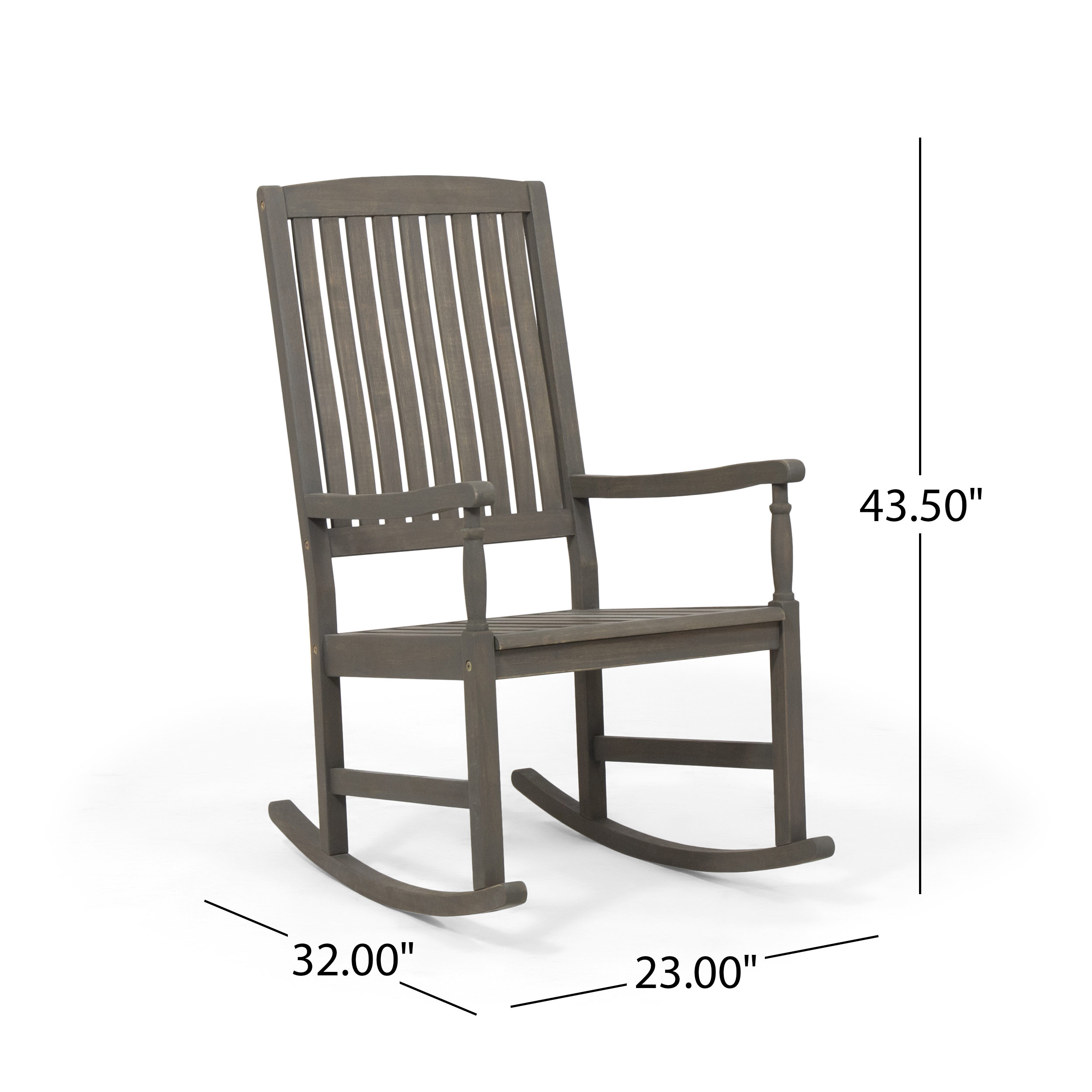 Aliya Outdoor Acacia Wood Rocking Chair and Side Table Set, Gray - image 3 of 4