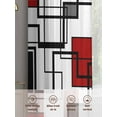 thumbnail image 6 of Abstract Lines Art Sheer Curtains 45 Inches Long 2 Panels Black Red Geometric Modern Texture Light Filtering Semi Sheer Window Curtains Drapes for Bedroom Living Room 52"x45", 6 of 7