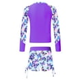 thumbnail image 2 of Alvivi Girls Flower Printed Athletic Two Piece Rash Guard Swimwear Beach Active Sportswear Swimsuit Purple 12, 2 of 7