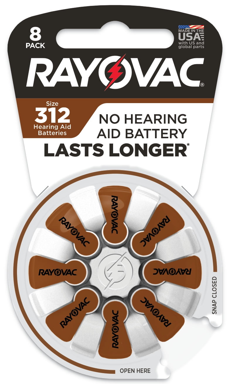Rayovac Size 312 Hearing Aid Batteries (8 Pack), Size 312 Batteries