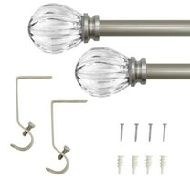 Lumi 5/8" Single Curtain Rod Set (3 Colors) -Acrylic Pumpkin finials 28"-48" - Silver