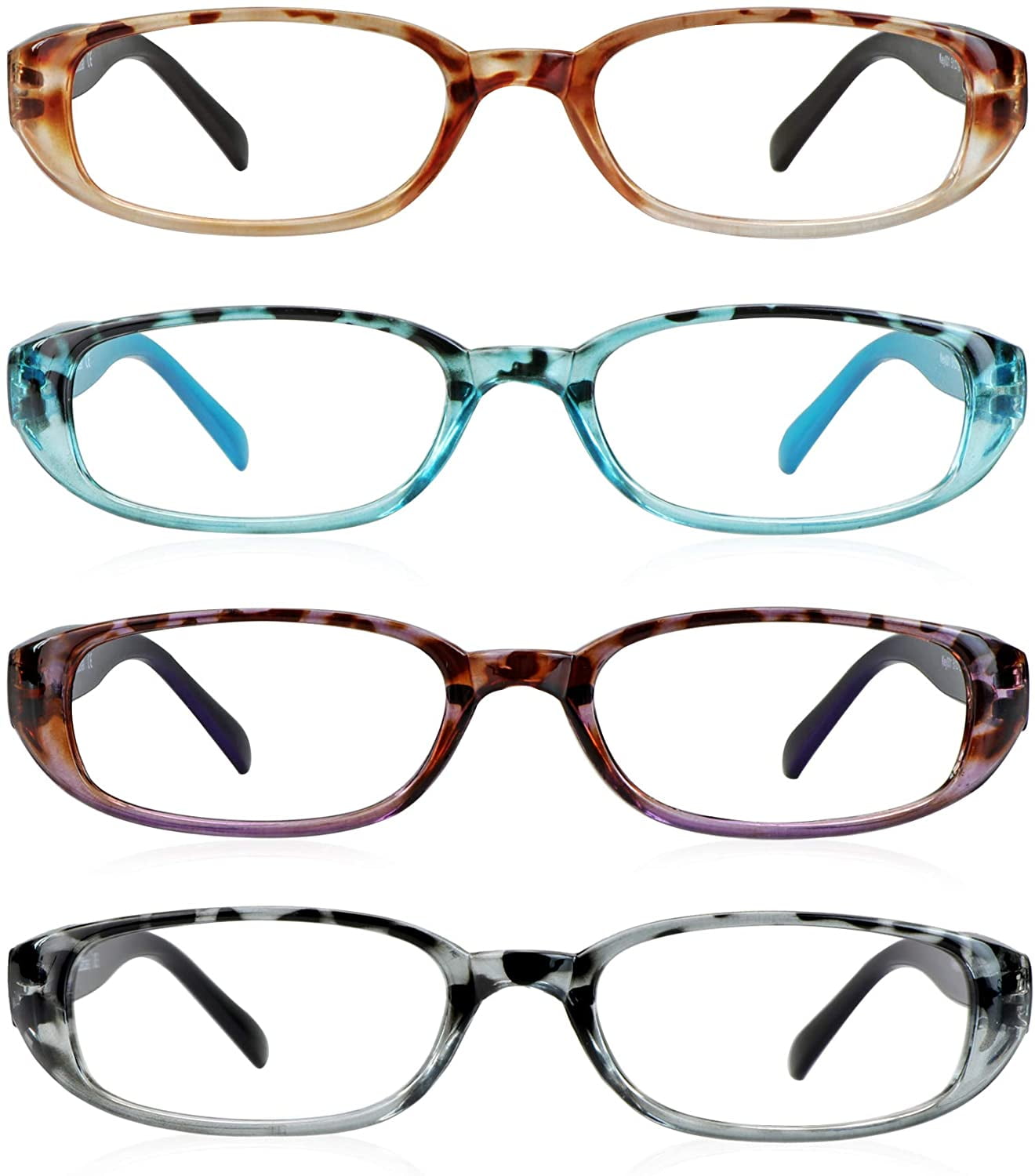 Reading Glasses 4PCS 2Black+2Red,+3.00 Magnification Fashion Rectangle Eyewear Frame Computer Readers Women/Men OLIVENA Rimless Blue Light Blocking Glasses
