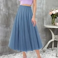 thumbnail image 2 of Beshee Maxi Skirt Women's Skirts Women's Pleated Skirt Mesh Skirt Fairy Skirt Mid Length Long Skirt Dance Skirt, Skirts for Women Sky Blue S, 2 of 4