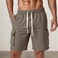 thumbnail image 2 of Pantalones cortos informales para hombre: corte holgado, pierna recta, largo medio, para casa, playa y actividades al aire libre en verano, múltiples bolsillos, poliéster., 2 of 5