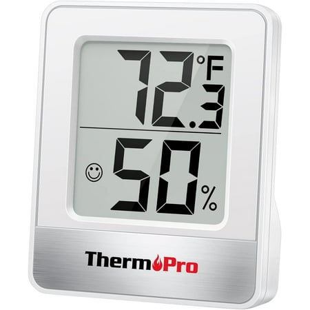 ThermoPro TP49 Indoor Digital Hygrometer Thermometer Temperature Humidity Meter Room Monitor Mini Hygrometer Thermometer Tabletop/Wall-mountable/Magnet-mountable White