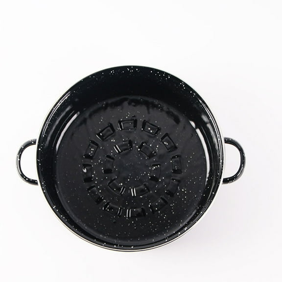 FENGGUIQU Black Enamel Roasting Pot with Lid, 2.5L Large Capacity, Safe and Convenient for Cooking