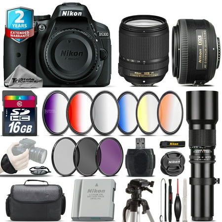 Nikon D5300 DSLR + AFS 18-140mm VR + 35mm f/1.8 Lens + Extra Battery - 16GB