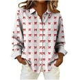 thumbnail image 2 of NTACZA Womens Tops Valentine's Day Red Business Casual Button Up Shirt Heart Print Dressy formal Woman Shirts L, 2 of 5