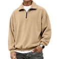 thumbnail image 3 of OIOLOYJM Sweatshirt for Men Vintage Quarter Zip Long Sleeve Collared Loose Fit Soft Pullover Shirts Vintage Big and Tall Winter Fashion Warm Comfortable Outfits, 3 of 5