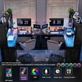 thumbnail image 3 of Homieasy L Shaped Desk with Power Outlet and LED Lights, 60 Inch Large Corner Computer Desk with Drawers and Hutch, Sturdy L-Shaped Gaming Desk with Storage Shelves and File Cabinets, Black Oak, 3 of 8