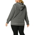 thumbnail image 4 of Unique Bargains Women's Plus Size Fleece Jacket Zip Front Long Sleeve Hoodie, 4 of 6
