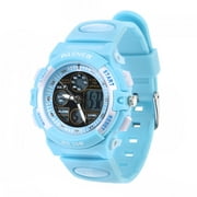 PSE-048G Multi-functional Wateproof Unisex Boys Girls Dual Time Display LED Digital Analog Sports Wrist Watch with Date /Alarm /Stopwatch /EL Backlight /Rubber Band (Light Blue)